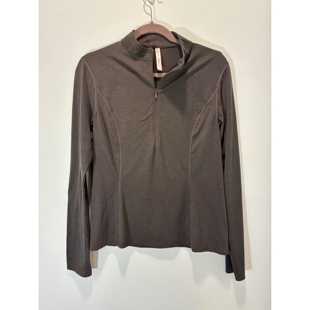 Fabletics Womens Quarter Zip Long Sleeve Athletic Top Charcoal Gray Size L